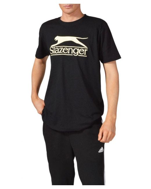 Slazenger 1881 Black Vintage Style Cat Logo T-Shirt for men