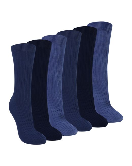 Sock Snob Blue Ladies 6 Pack 100% Cotton Breathable Soft Socks