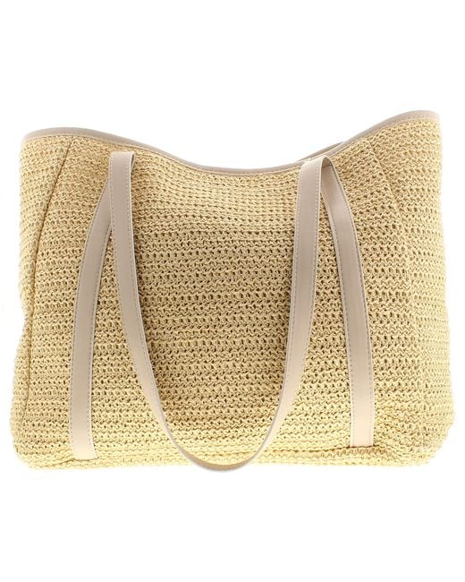 Wynsors Metallic Summer Beach Bag Lounge Press Stud Natural Cream