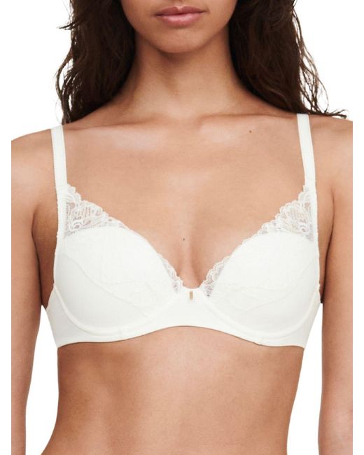 Chantelle White Orangerie Dream Plunge T-Shirt Bra