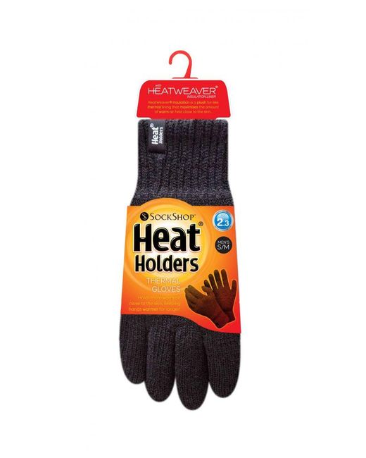 Heat Holders Blue Fleece Lined Warm Gloves For Winter for men