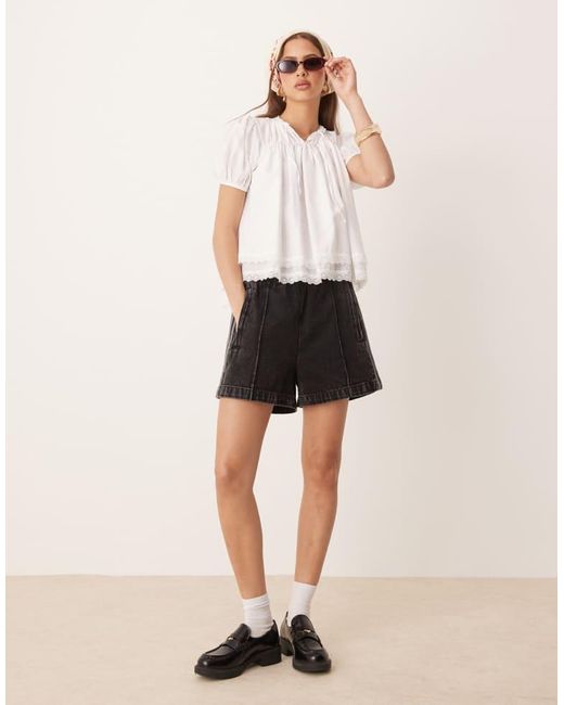 ASOS White Cotton Lace Trim Blouse