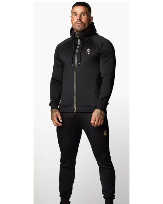 Gym King Black Poly Reflective Tracksuit for men