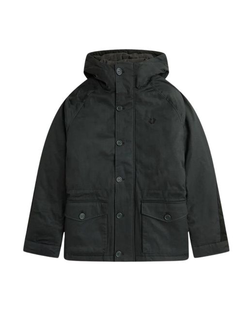 Fred Perry Black Short Snorkel Night Parka Jacket for men