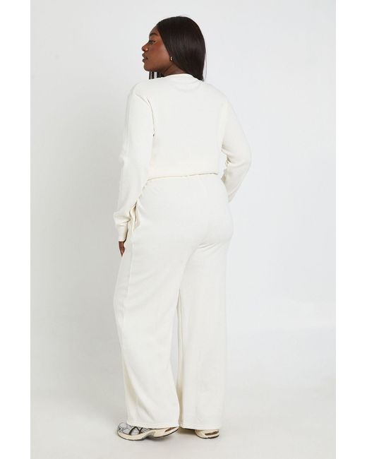 Boohoo White Plus Waffle Straight Leg Trouser