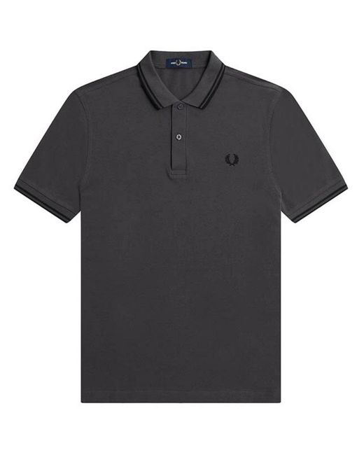 Fred Perry Black Twin Tipped Collar Polo Shirt Cotton for men
