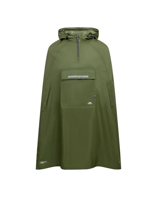 Trespass Green Qikpac Hooded Waterproof Packaway Poncho (Moss)