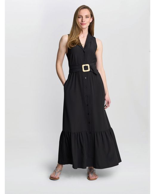 Gina Bacconi Black Jamie Maxi Shirt Dress