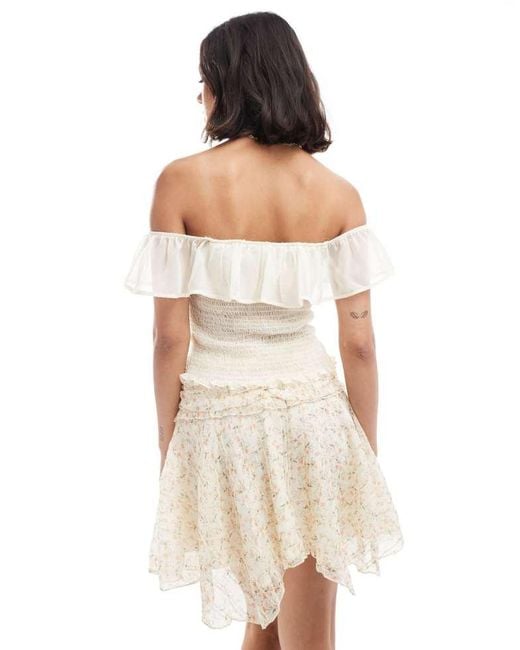 ASOS Natural Chiffon Shirred Ruffle Cami Top