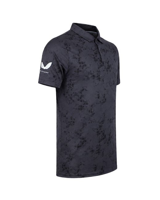 Castore Blue Club Geo Print Golf Polo Shirt for men