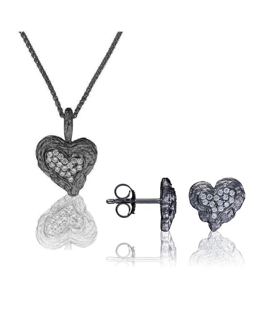Orphelia Metallic 'Hazel' 925 Sterling Set: Chain-Pendant + Earrings