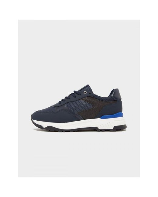 Unlike Humans Blue Trail Leather Mesh Trainers for men
