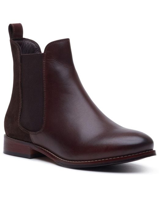 Hush Puppies Brown Colette Leather Wide Fit Flat Chelsea Boots