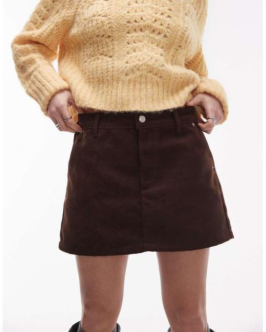 TOPSHOP White Faux Suede Pelmet Mini Skirt