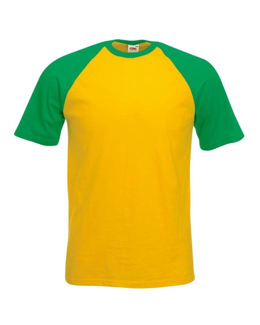 Fruit Of The Loom Yellow Short Sleeve Baseball T-shirt for men