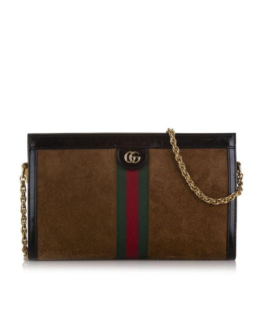 Gucci Pre-owned Vintage Small GG Suede Ophidia Chain Crossbody Bag