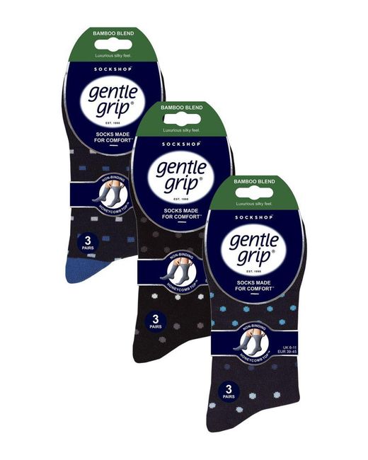 Gentle Grip Black 9 Pack Bamboo Socks for men