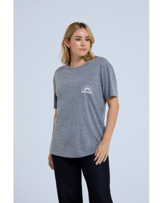Mountain Warehouse Gray 'Elena' Pocket T-Shirt Cotton Relaxed Fit Casual Tee
