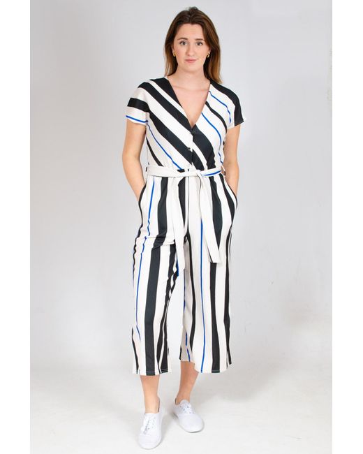 Quiz White Striped Tie Waist Sleeveless Jumpsuit