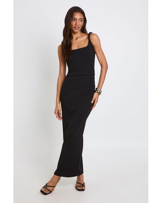 Boohoo Black Tall Jersey Crepe Twist Strap Midaxi Dress
