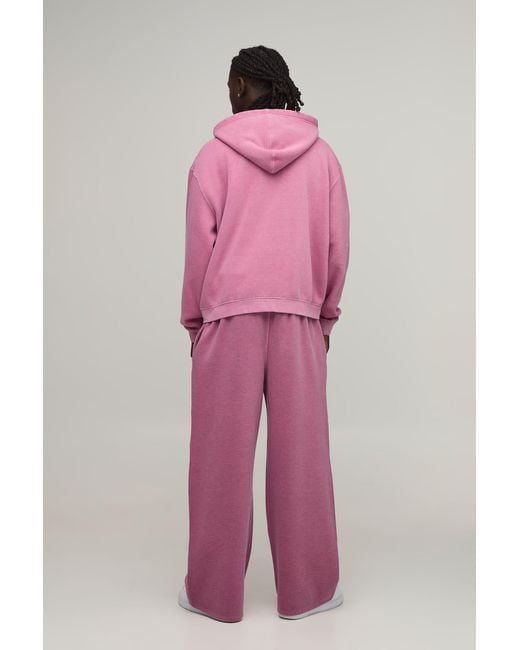 BoohooMAN Purple Wide Leg Sport Washed Joggers for men