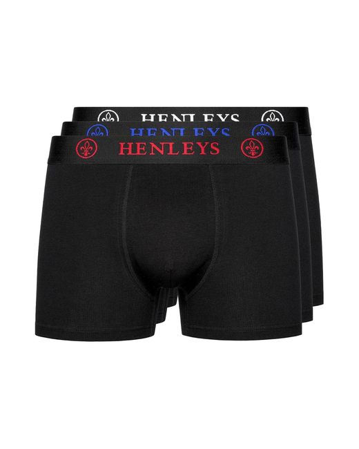 Henleys Black Trilock Boxer Shorts 3Pk for men