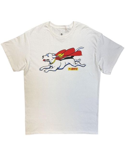 Dc Comics White Adult Superman Krypto Flying T-Shirt