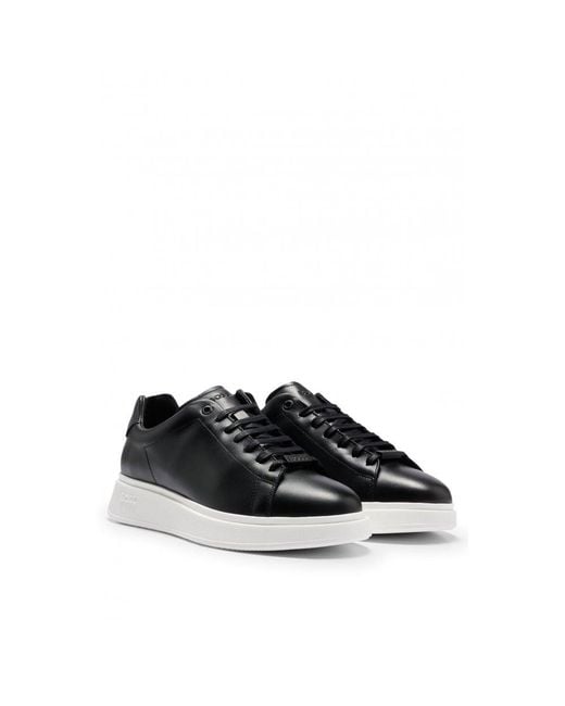 Boss Black Bulton Runn Polished Leather Trainers With Rubber Outsole for men