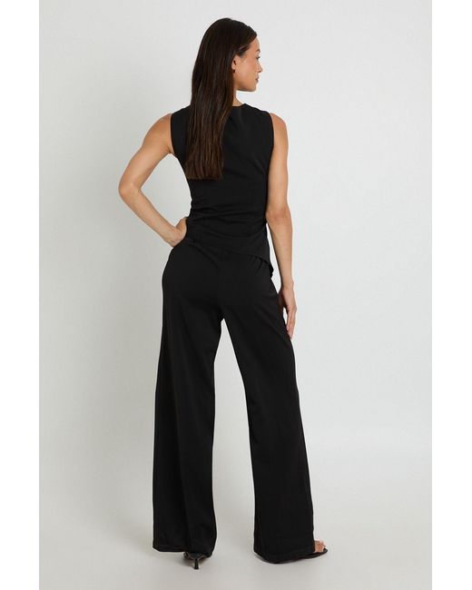 Boohoo Blue Tall Waistcoat Wide Leg Jumpsuit
