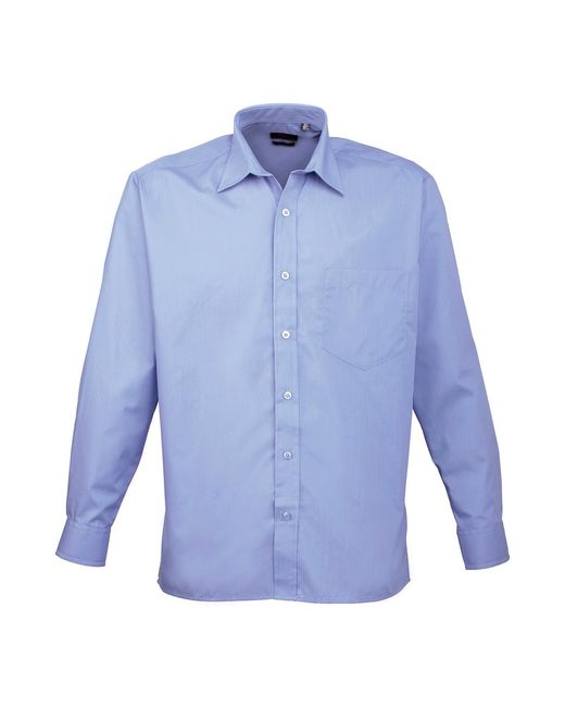 PREMIER Blue Poplin Long-Sleeved Shirt (Mid) for men