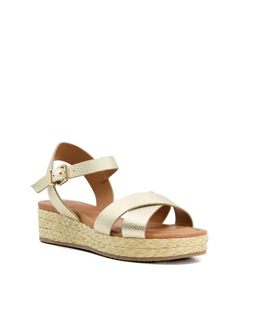 Dune Metallic Ladies Linnie Woven Flatform Sandals
