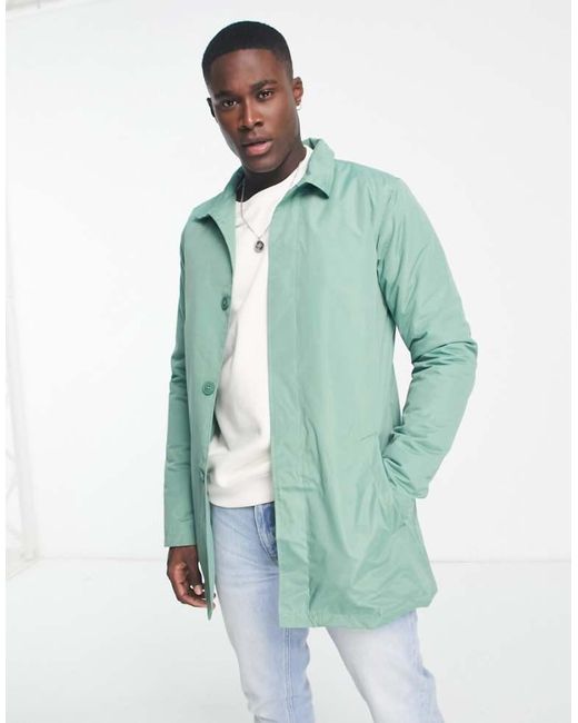 French Connection Green Lined Funnel Neck Mac Jacket for men