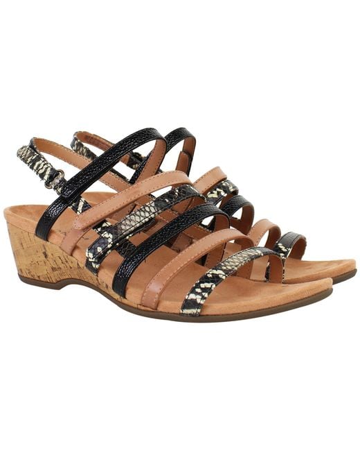 Vionic Brown Tess Ray Snake Sandals Leather