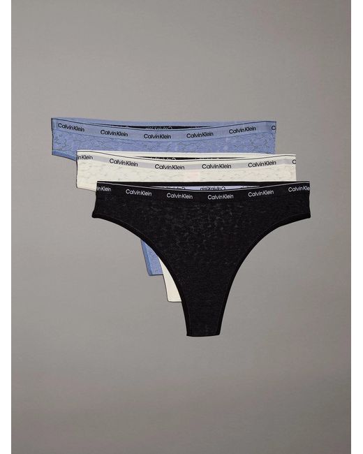 Calvin Klein Gray Modern Lace 3 Pack Brazillian Multicoloured