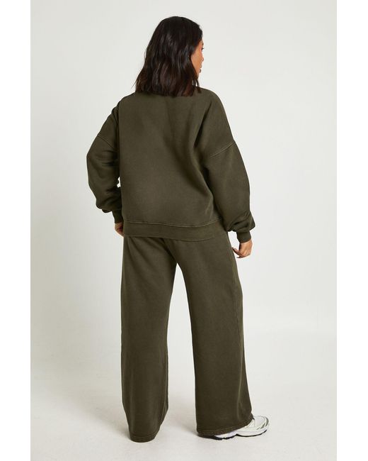 Boohoo Green Plus Washed Funnel Neck Sweatshiirt Tracksuit