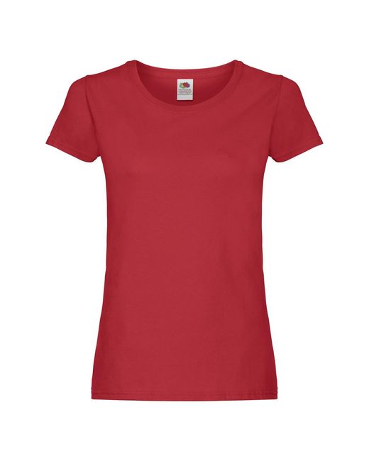 Fruit Of The Loom Red Ladies T-Shirt Cotton