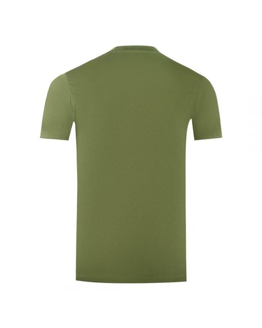 Aquascutum Green Large Bold London Aldis Brand Logo Army T-Shirt for men
