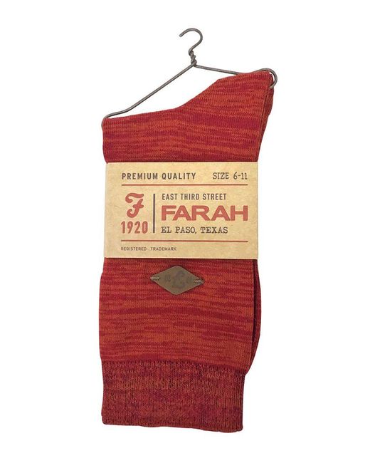 Farah Red 2 Pairs 1920 Bright Colour Luxury Cotton Thin Casual Crew Socks for men
