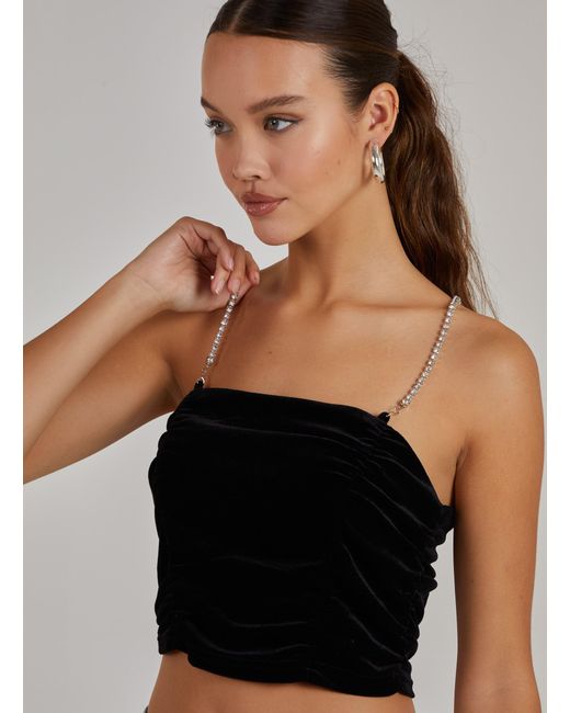 Pink Vanilla Black Ruched Crop Top