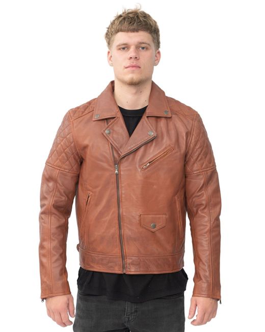 Infinity Leather Natural Cross Zip Biker Jacket for men