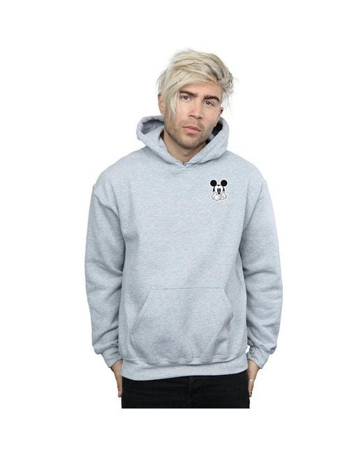 Disney Gray Mickey Mouse Dont Speak Breast Print Hoodie (Sports) for men