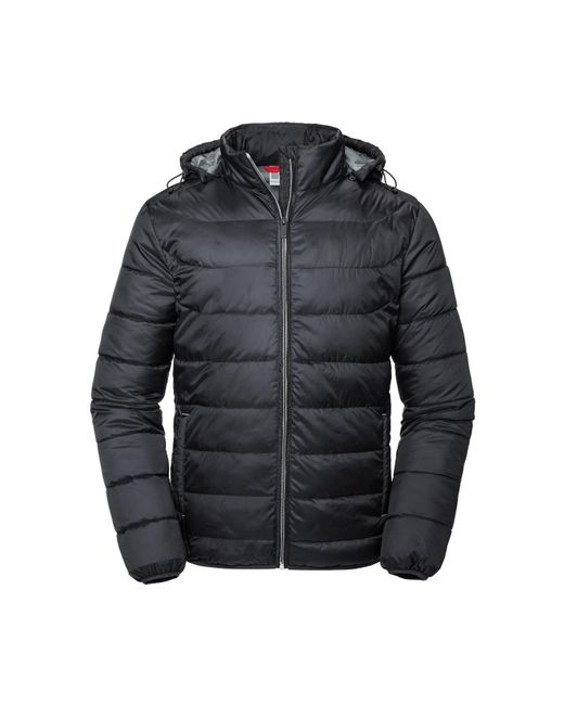 Russell Black Adults Hooded Nano Jacket
