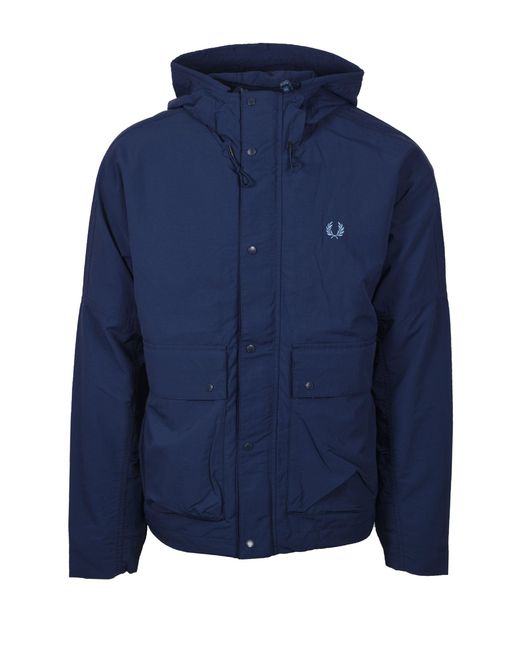Fred Perry Blue Cropped Ripstop Parka Tennis Cotton for men