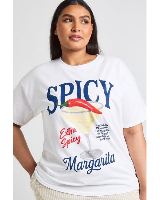 Boohoo White Plus Spicy Marg Printed T Shirt