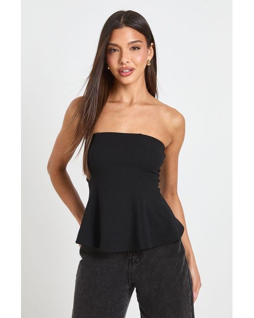 Boohoo Black Bandeau Peplum Top
