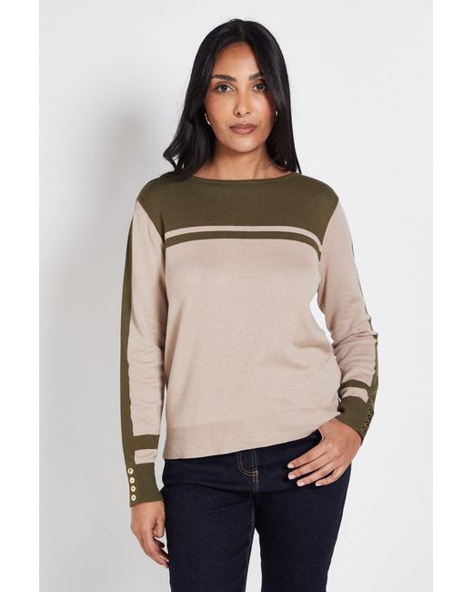 Wallis Natural Petite Colour Block Jumper