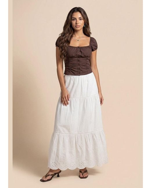 Urban Bliss Natural Broderie Trim Maxi Skirt