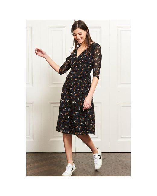 Sosandar White Ditsy Floral Midi Wrap Dress