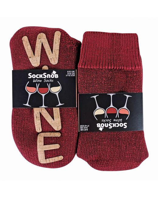 Sock Snob Red Ladies Thick Thermal Fleece Lined Novelty Wine Soft Slipper Socks