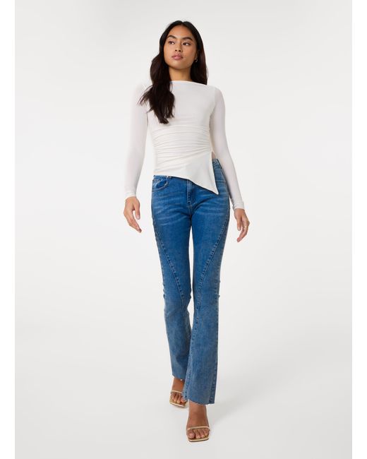 Pink Vanilla White Long Sleeve Asymmetric Top